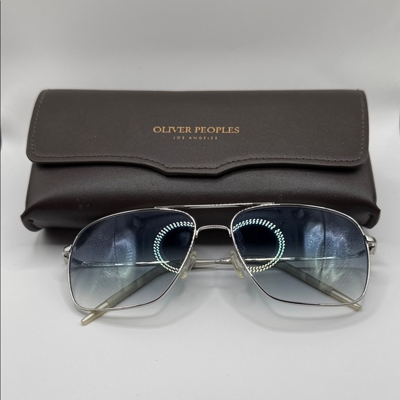 Oliver Peoples Other - Oliver Peoples Silver and Blue Aviator Sunglasses